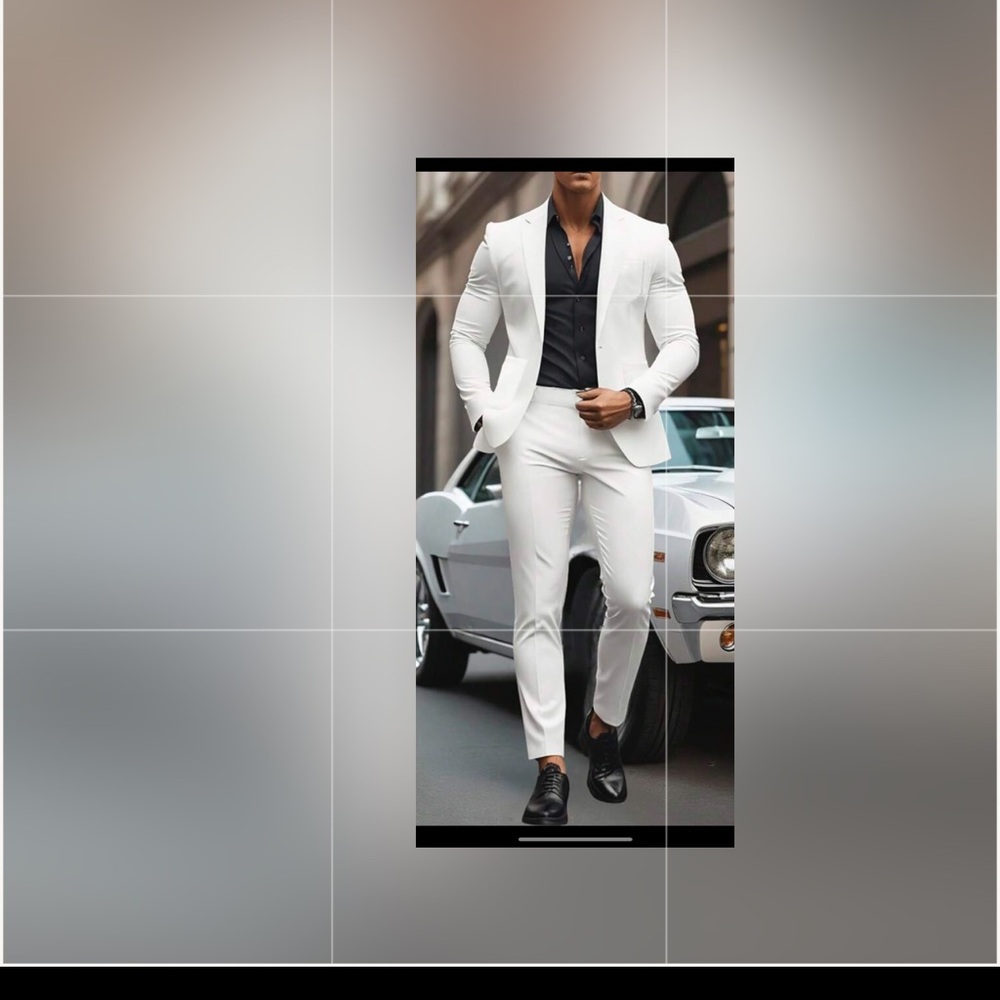 Manfinity mode men solid color suits blazer pants shirt 3pcs set for men